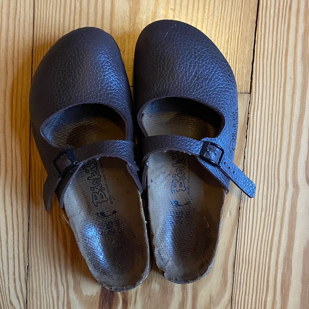 Birkenstock Dark Brown Leather Slippers